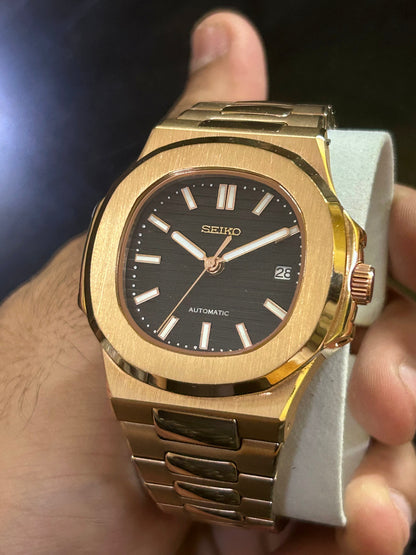 Special Seiko Patek Nautilus Rose Gold Homage Mod Watch