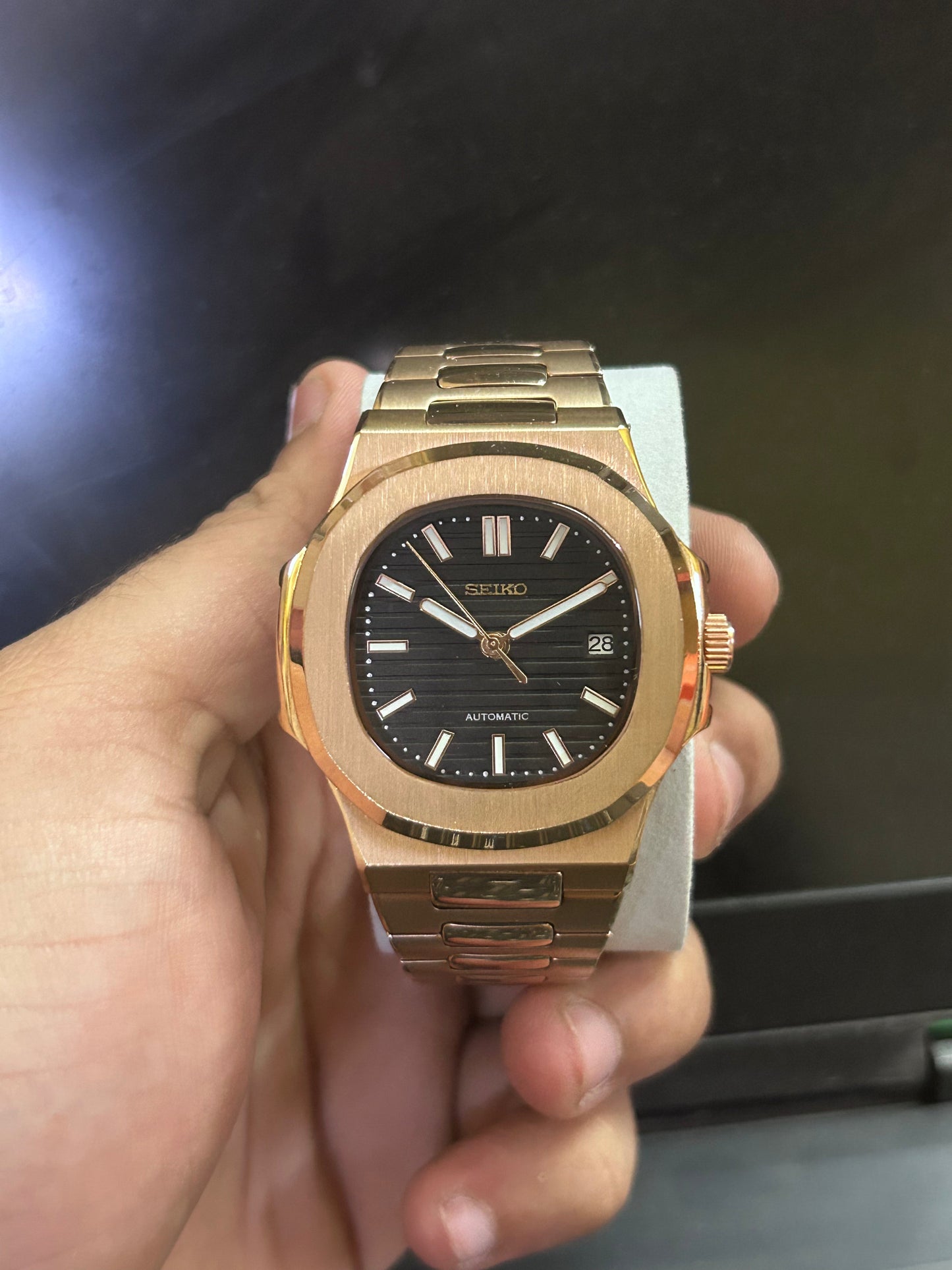 Special Seiko Patek Nautilus Rose Gold Homage Mod Watch