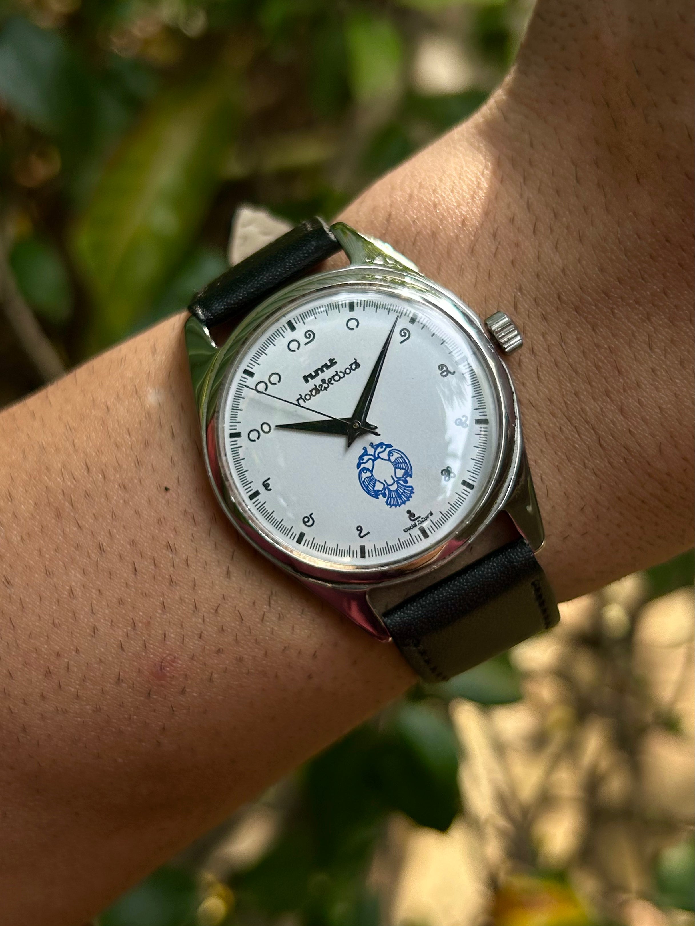 HMT Gandaberunda White Kannada Numeral Hand winding Mod Watch