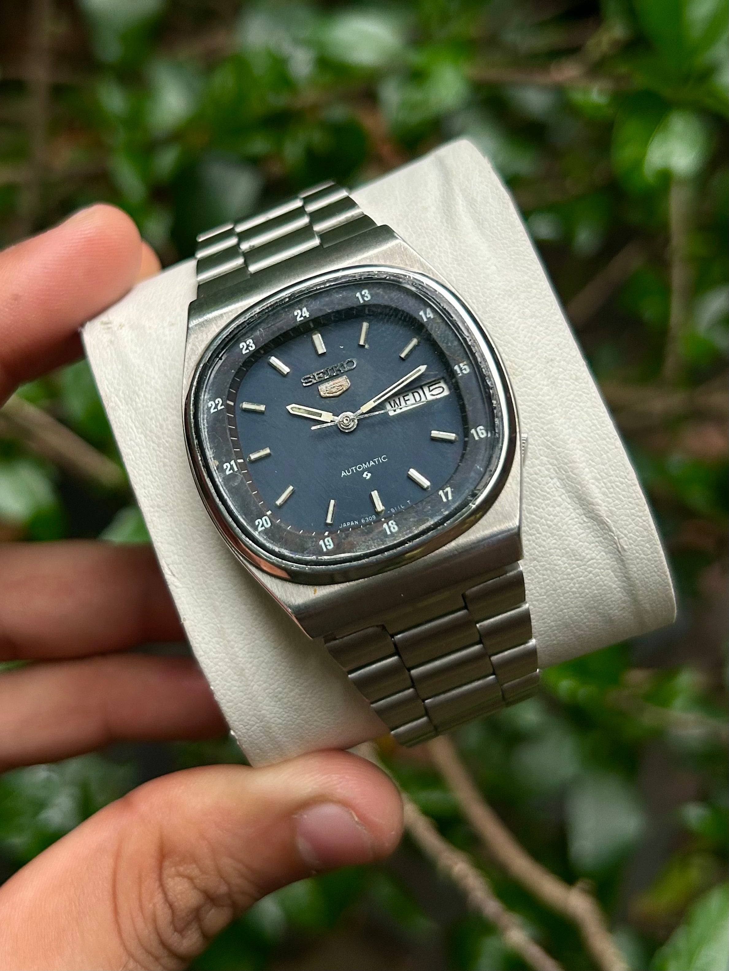 (Super Rare) Seiko 5 Blue Railway Time Square Dial (Pre Owned)