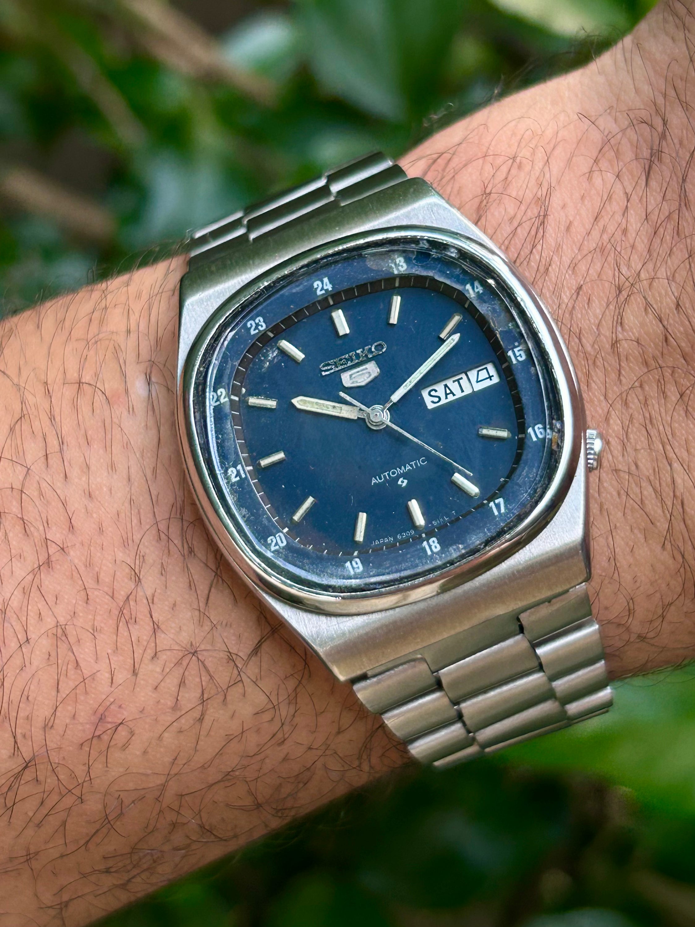 (Super Rare) Seiko 5 Blue Railway Time Square Dial (Pre Owned)