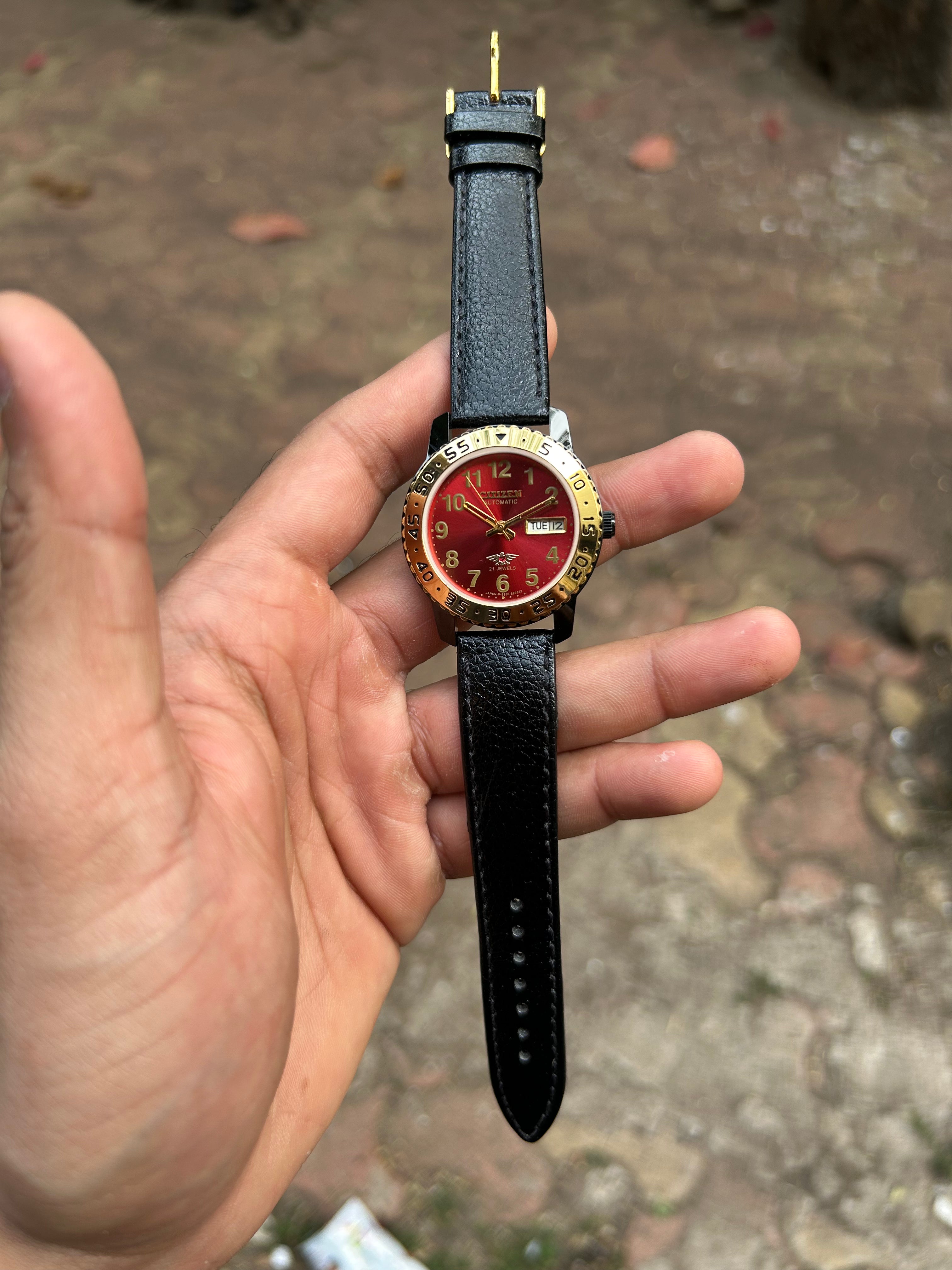 Dual Time Citizen Automatic Gold-Red Sunray