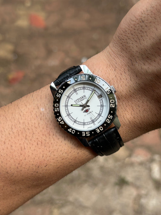 Dual Time Citizen Automatic- White Sunray
