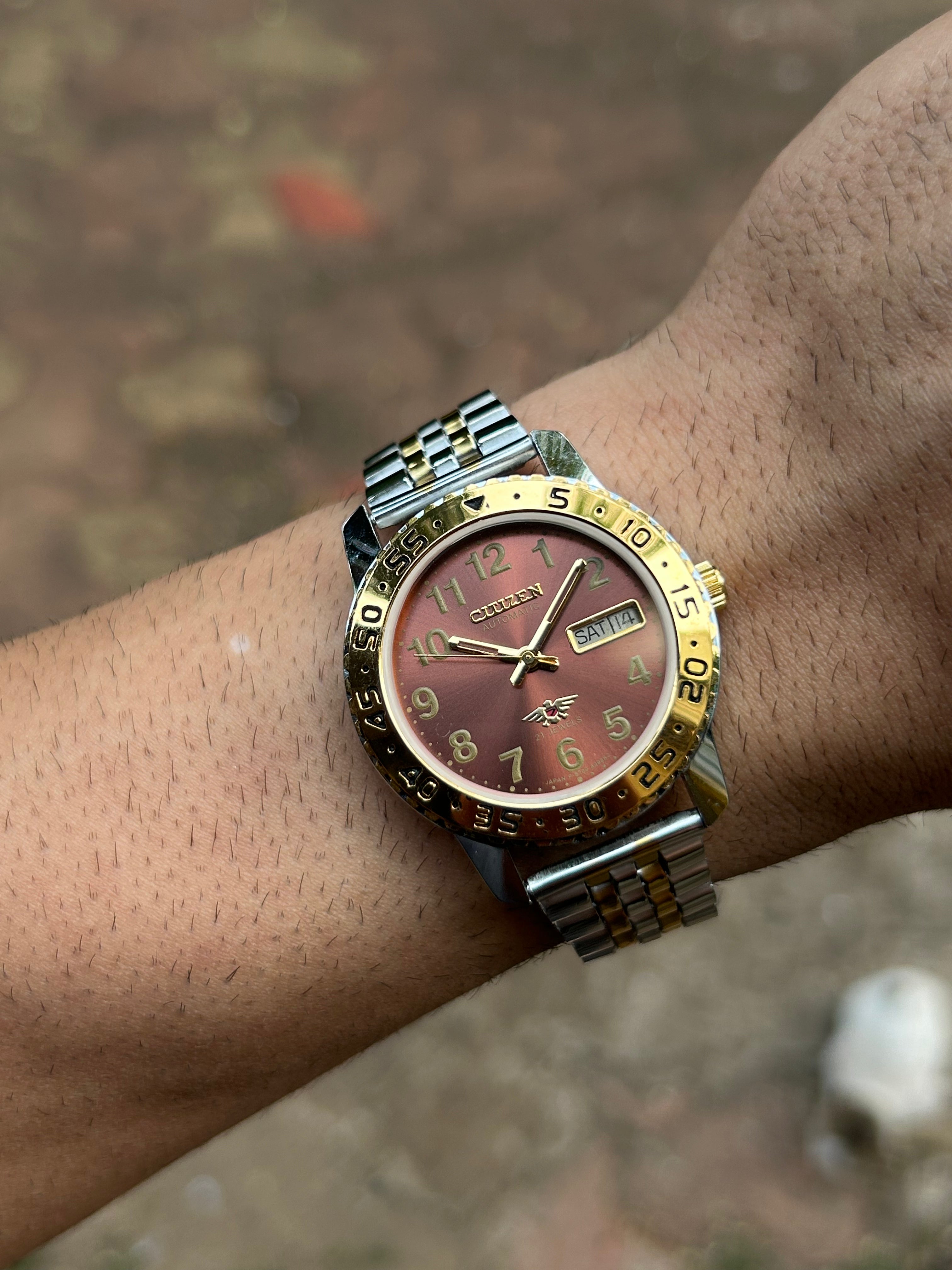 Dual Time Citizen Automatic -Brown Sunray