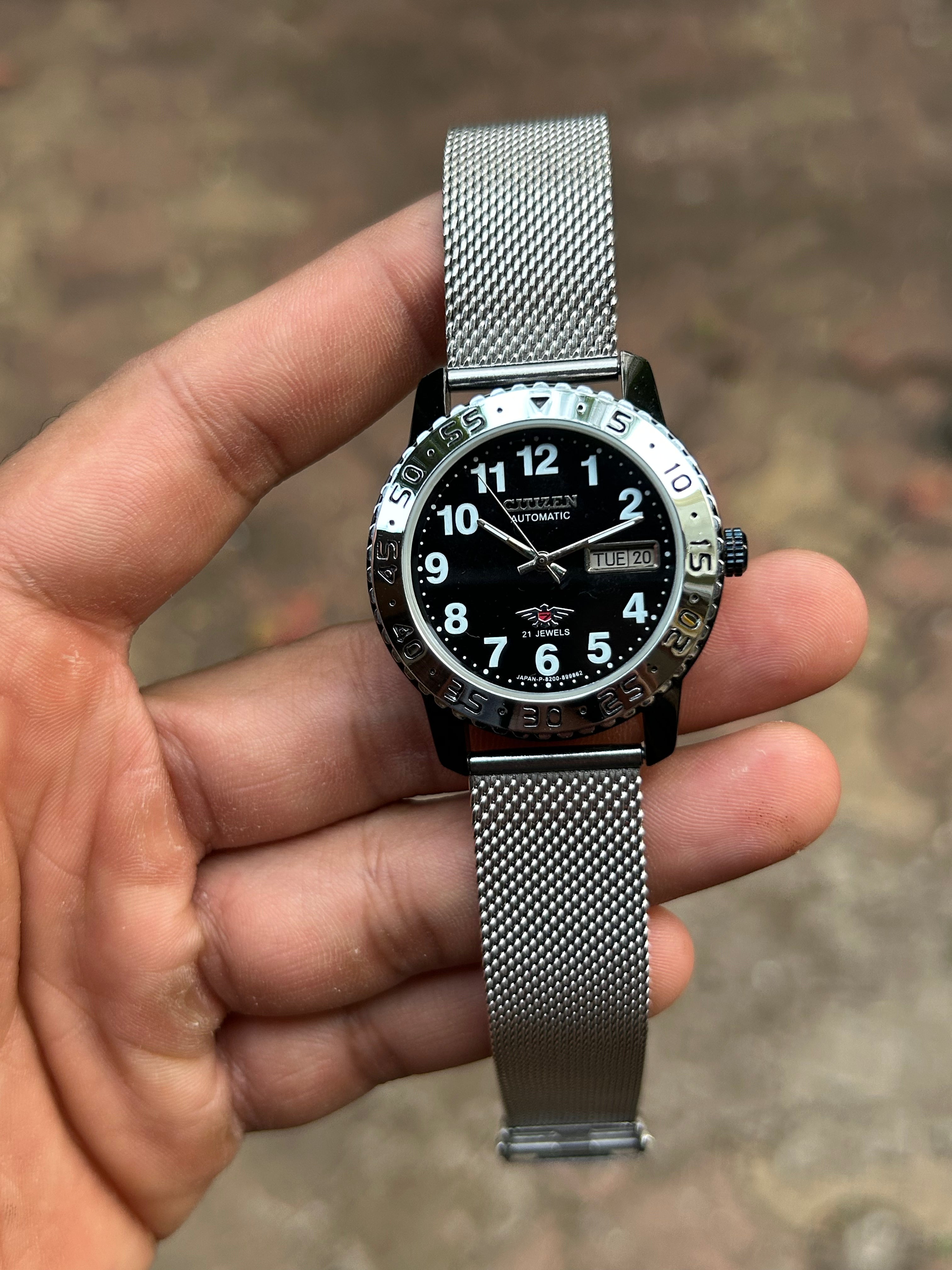 Dual Time Citizen Automatic-Black Sunray