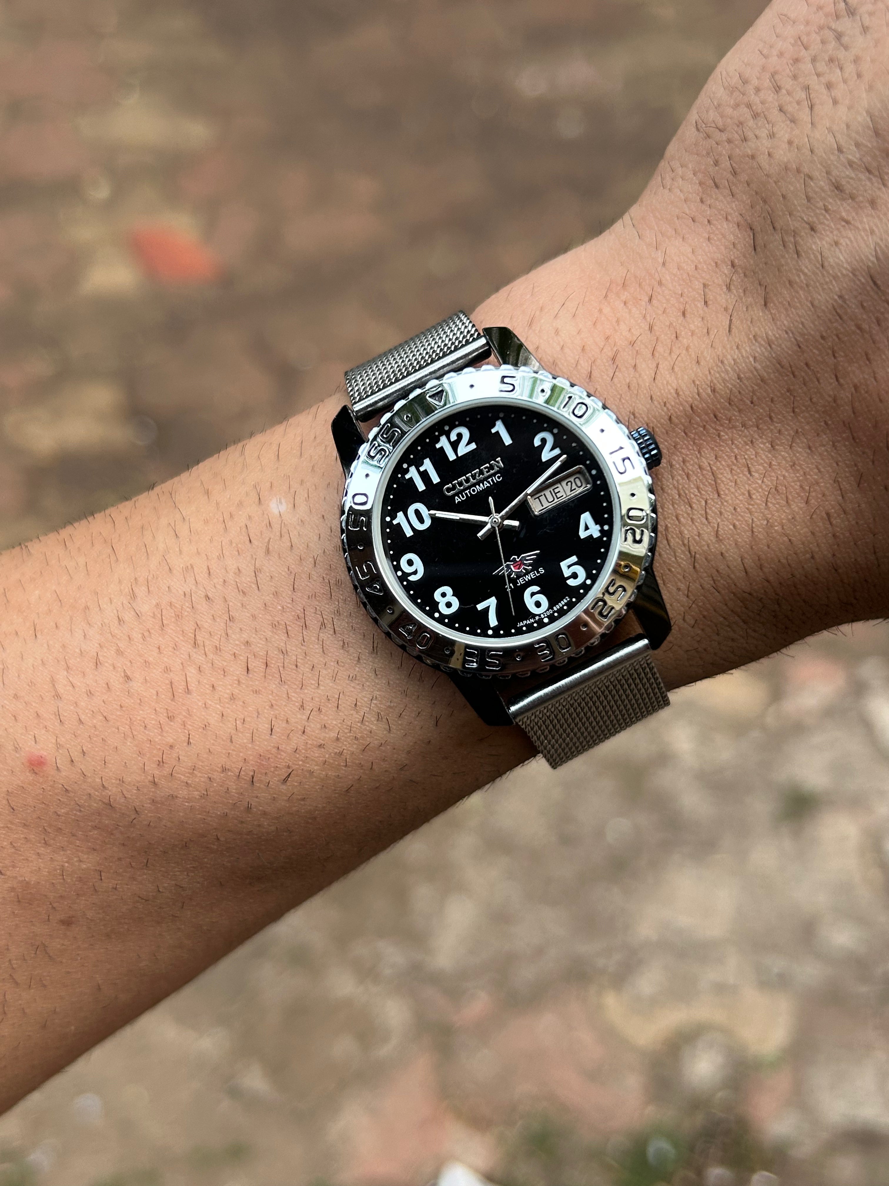 Dual Time Citizen Automatic-Black Sunray