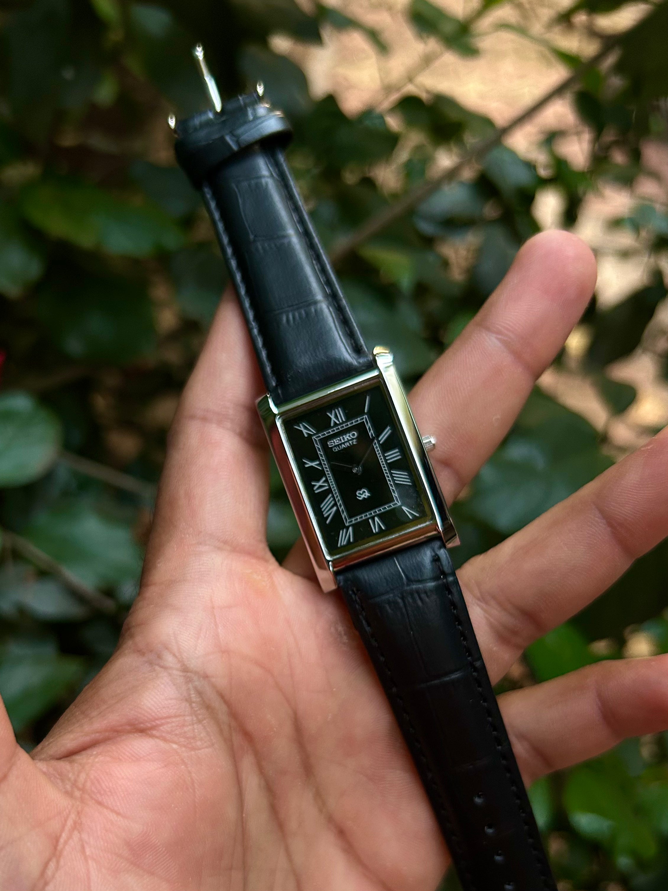 Seiko Tank Black Quartz Unisex Mod Watch