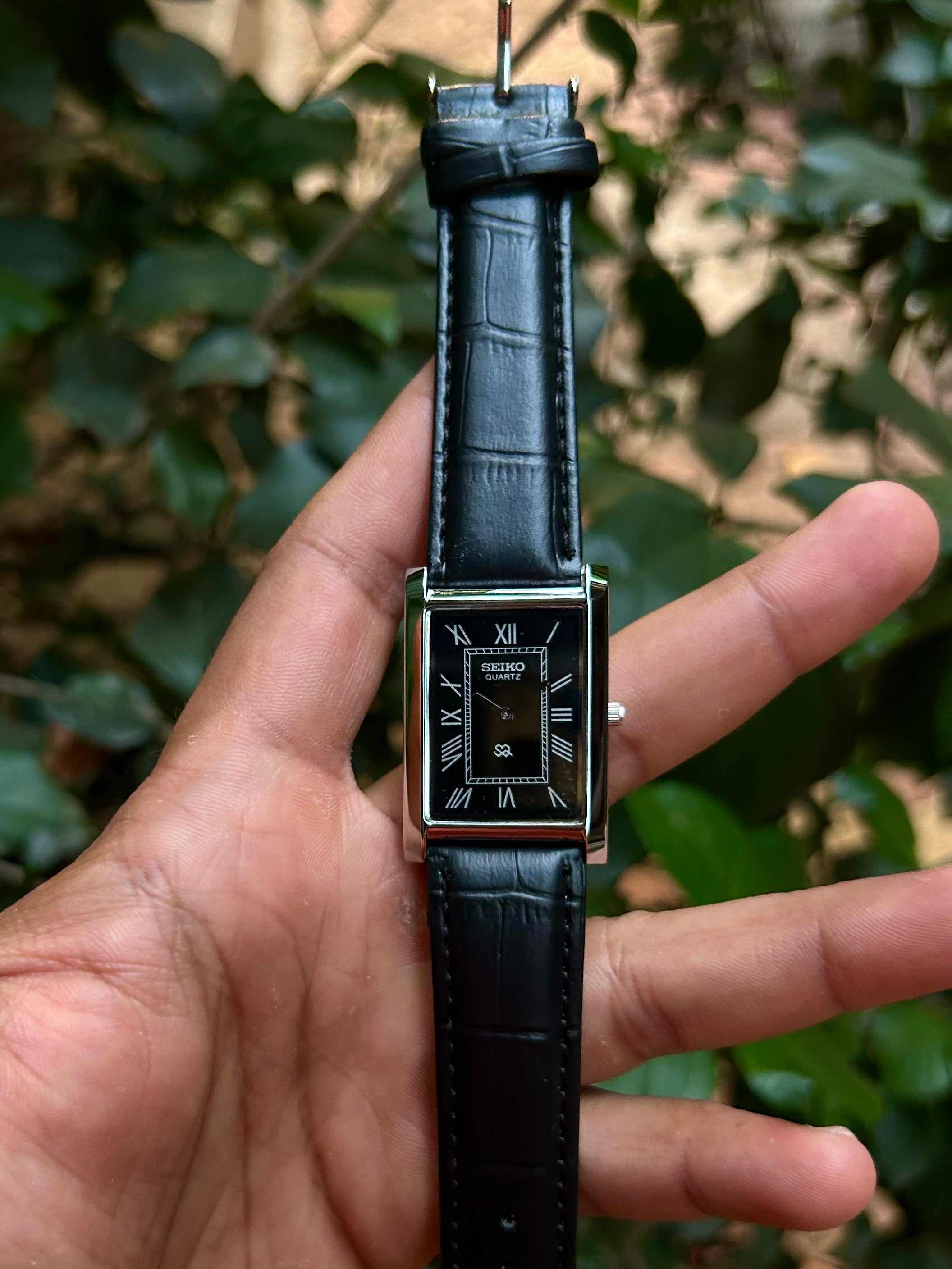 Seiko Tank Black Quartz Unisex Mod Watch