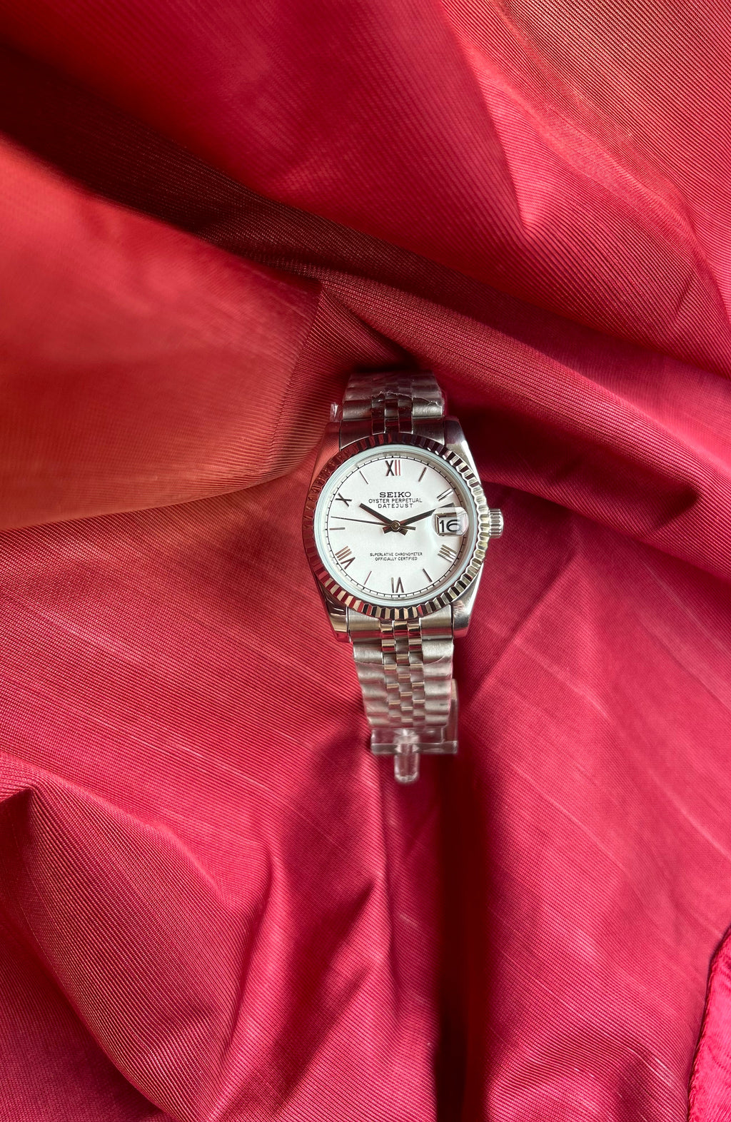Seiko Datejust 36mm White Matt Automatic Homage Mod Watch