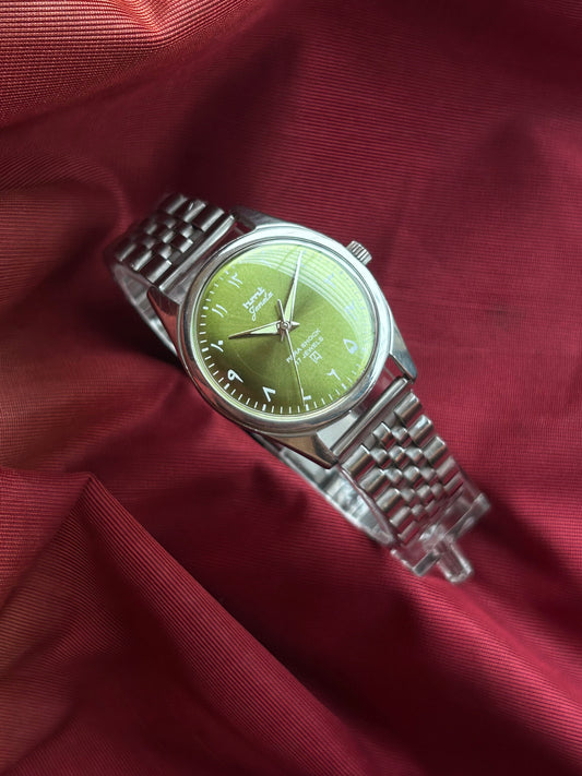 HMT Green Sunburst Arabic Janata - Mod Watch