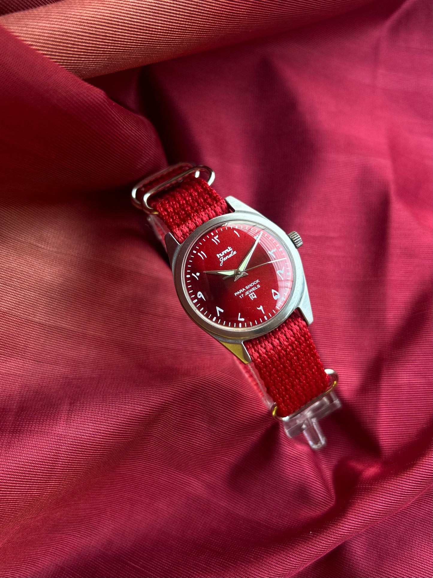 HMT Maroon Sunburst Arabic Janata - Mod Watch