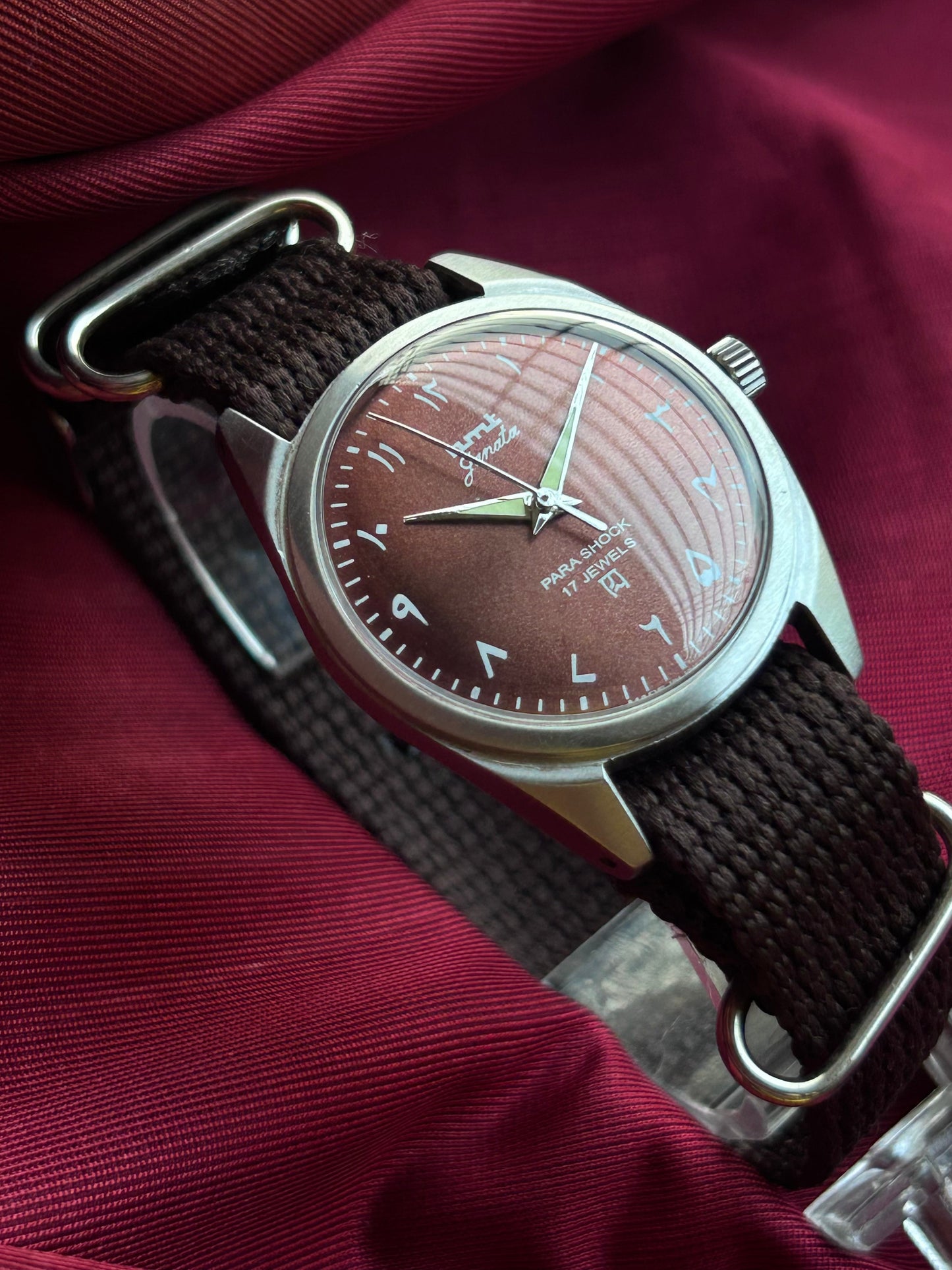 HMT Brown Sunburst Arabic Janata - Mod Watch