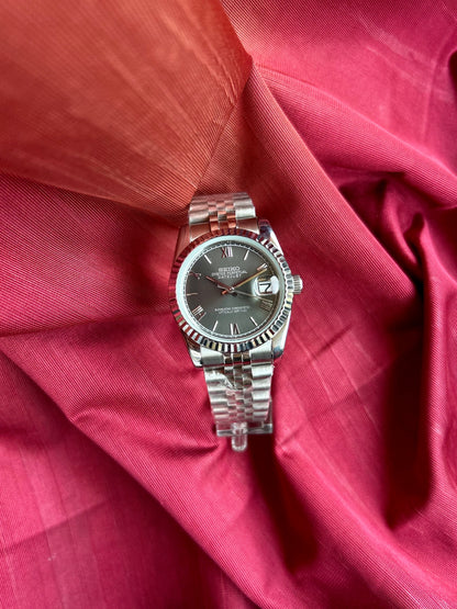 Seiko Datejust Grey Sunburst 36'mm Automatic Homage Mod Watch