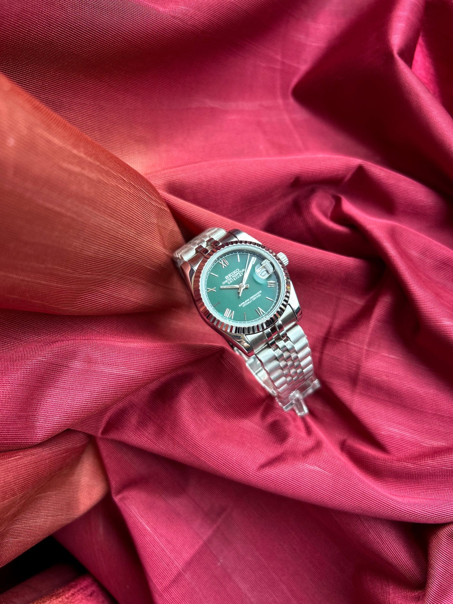 Seiko Date just Dark Green 36'mm Automatic Homage Mod Watch