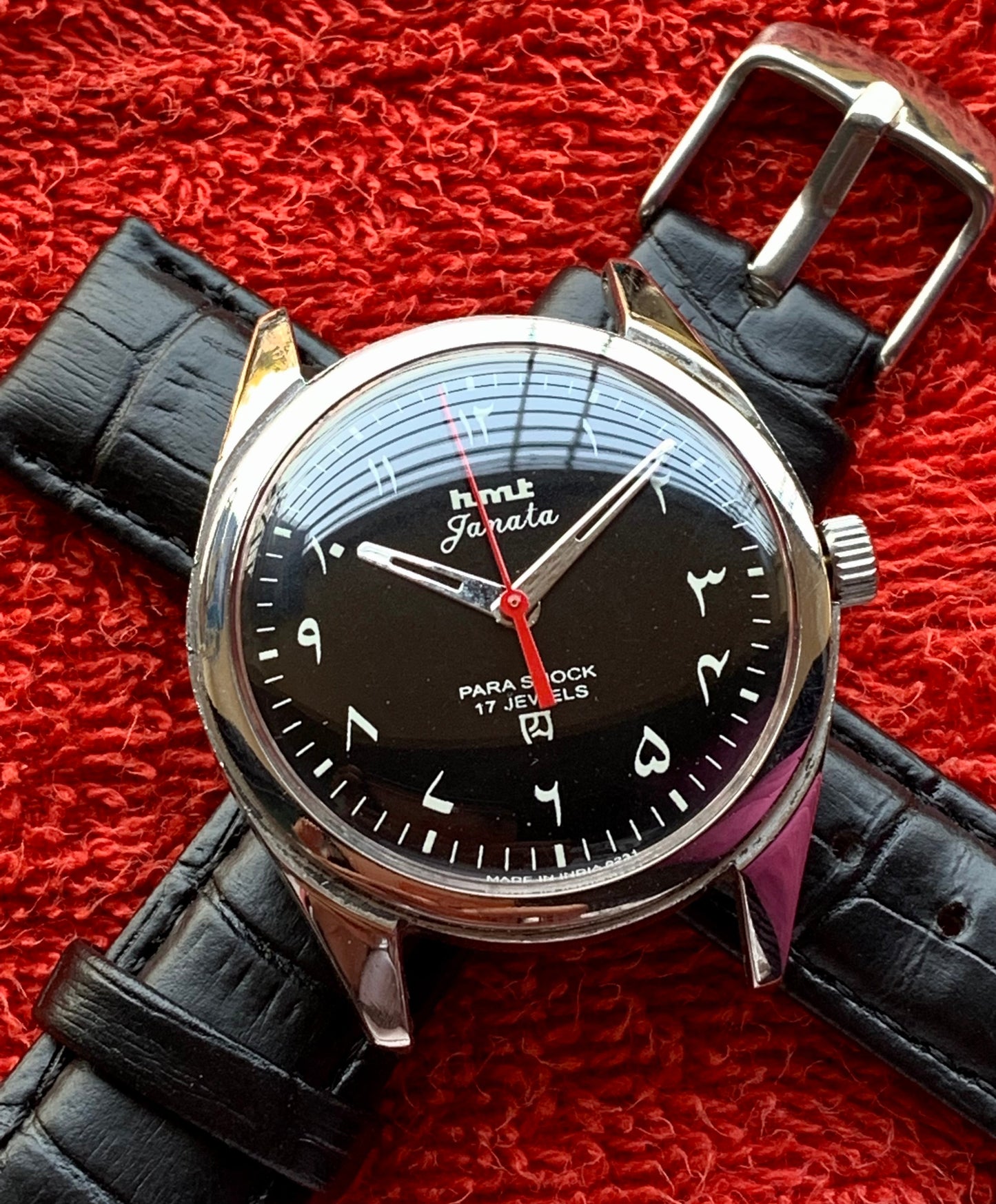 HMT Black Sunburst Arabic Janata - Mod Watch