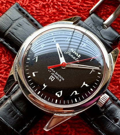 HMT Black Sunburst Arabic Janata - Mod Watch