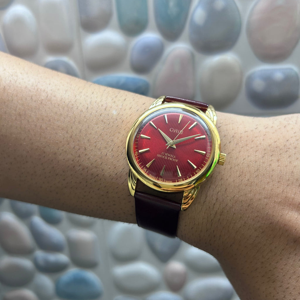 ORIS GOLD SWISS  - RED SUNBURST