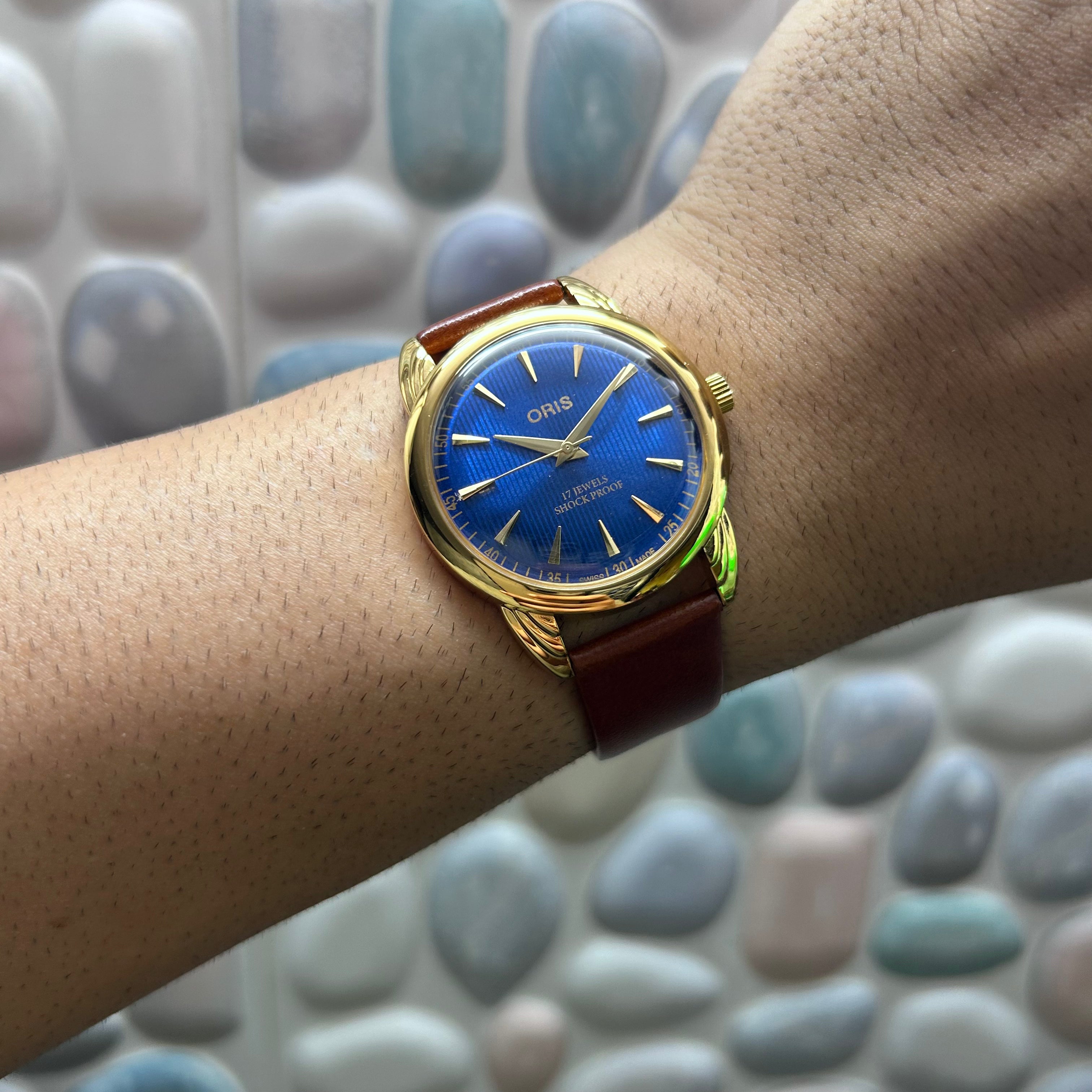 ORIS GOLD SWISS  - BLUE SUNBURST