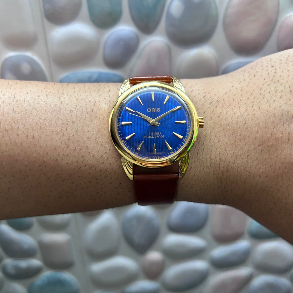 ORIS GOLD SWISS  - BLUE SUNBURST