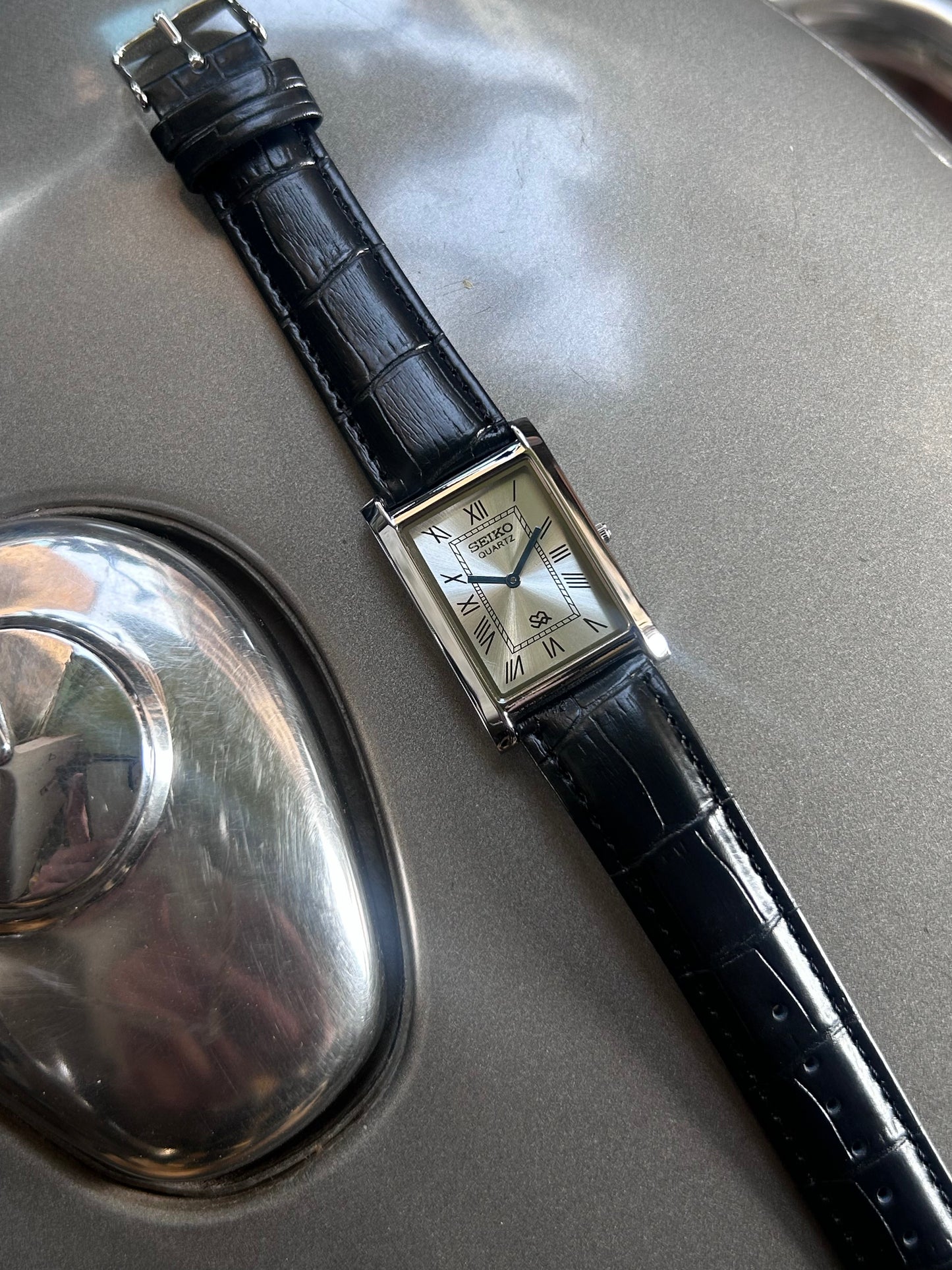 Seiko Tank Silver Quartz Unisex Mod Watch