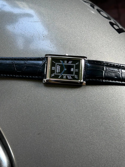Seiko Tank Black Sunburst Unisex Quartz Mod Watch