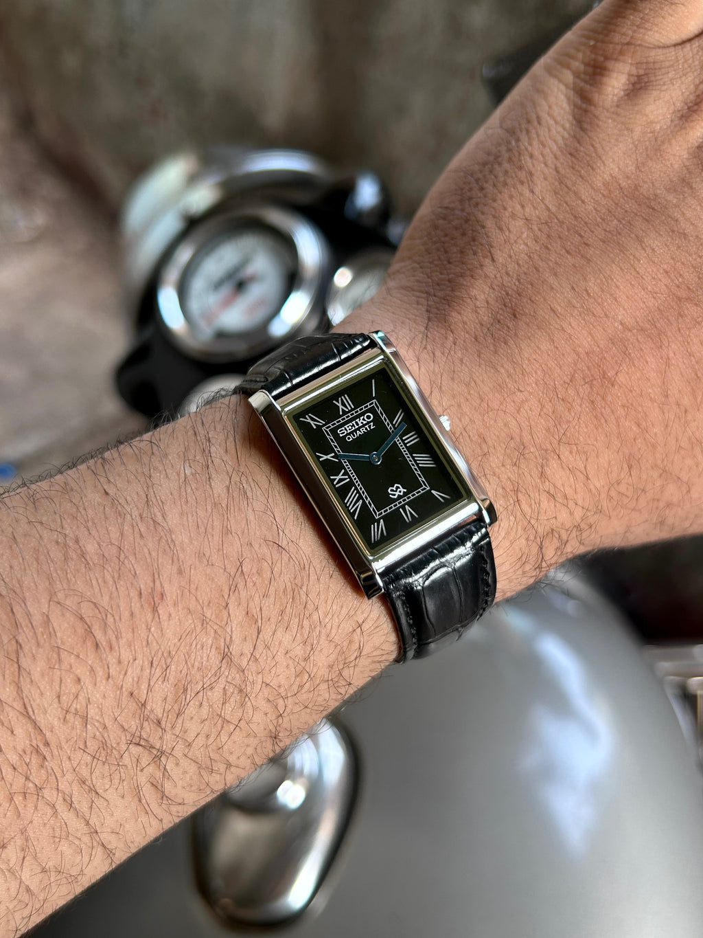 Seiko Tank Black Sunburst Unisex Quartz Mod Watch