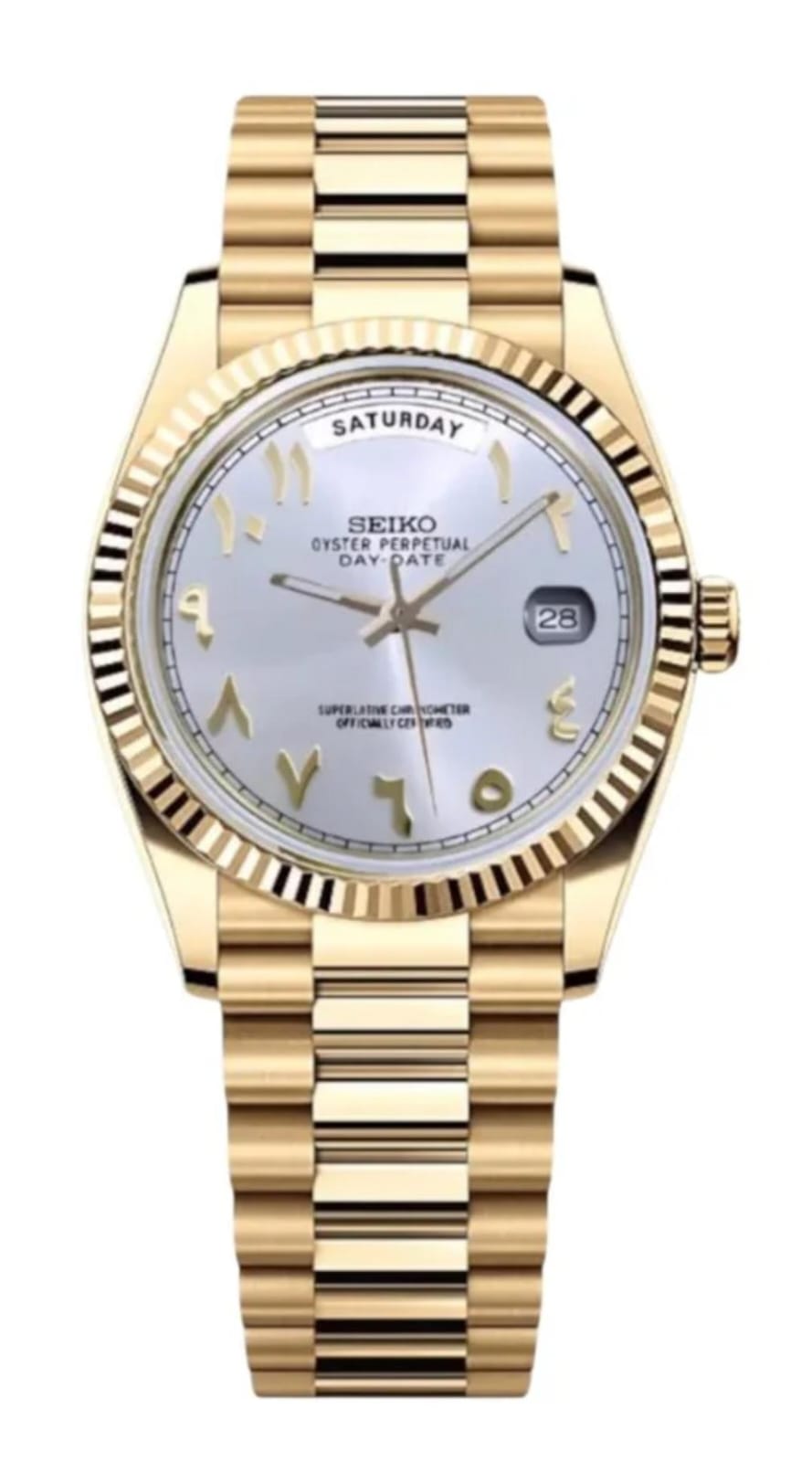 Seikojust  |  Daydate  Yellow  Gold  - White  Arabic