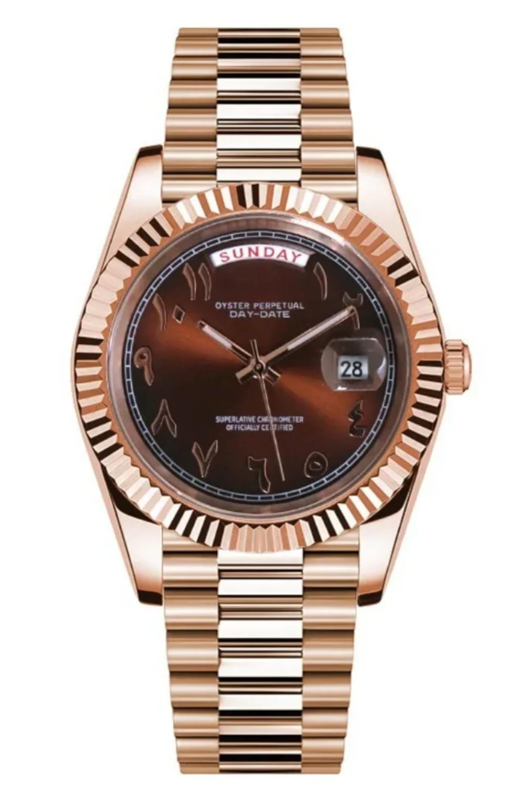 Seikojust  |  Daydate  Rose  Gold  -  Chocolate  Arabic