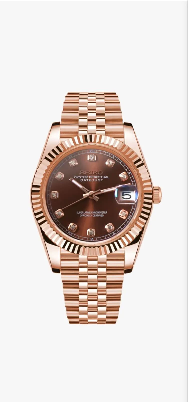 Seiko Datejust |   Chocolate  Crystals   |   Rose  Gold