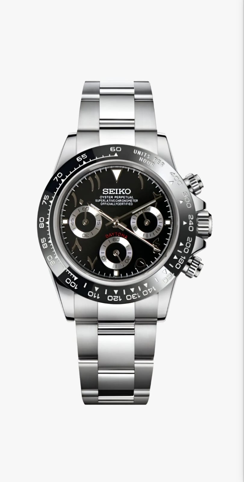Daytona Seiko Custom Mod |  Arabic  Black