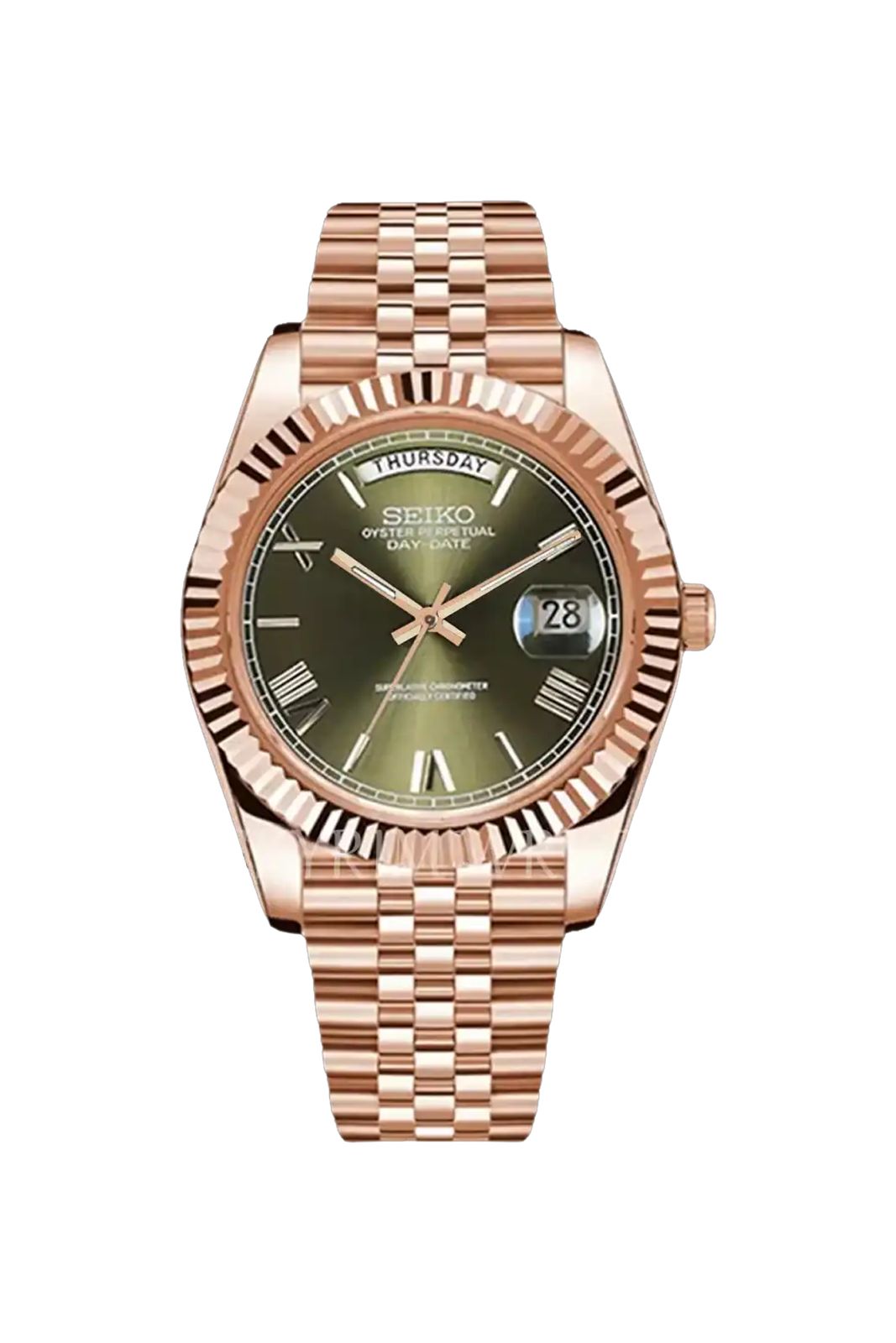 Seiko  Day-Date Rose Gold Green