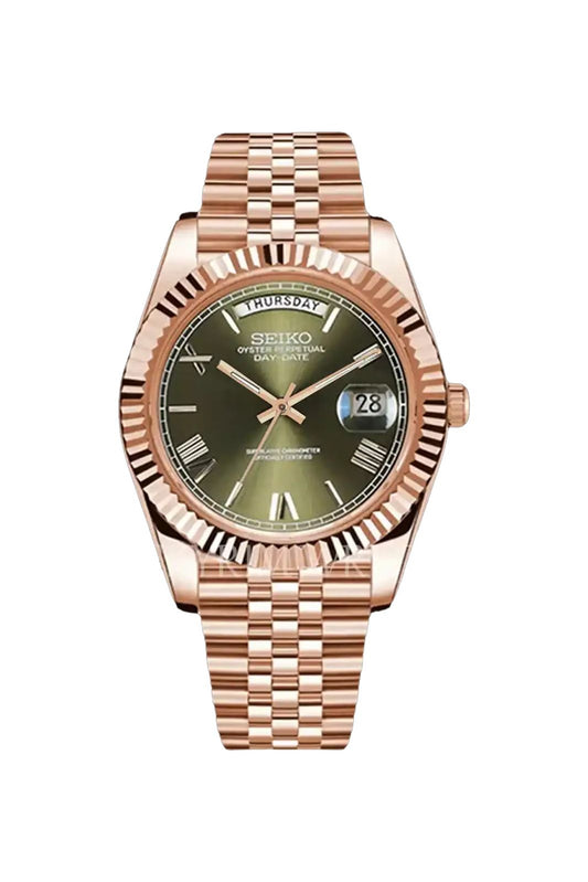 Seiko  Day-Date Rose Gold Green