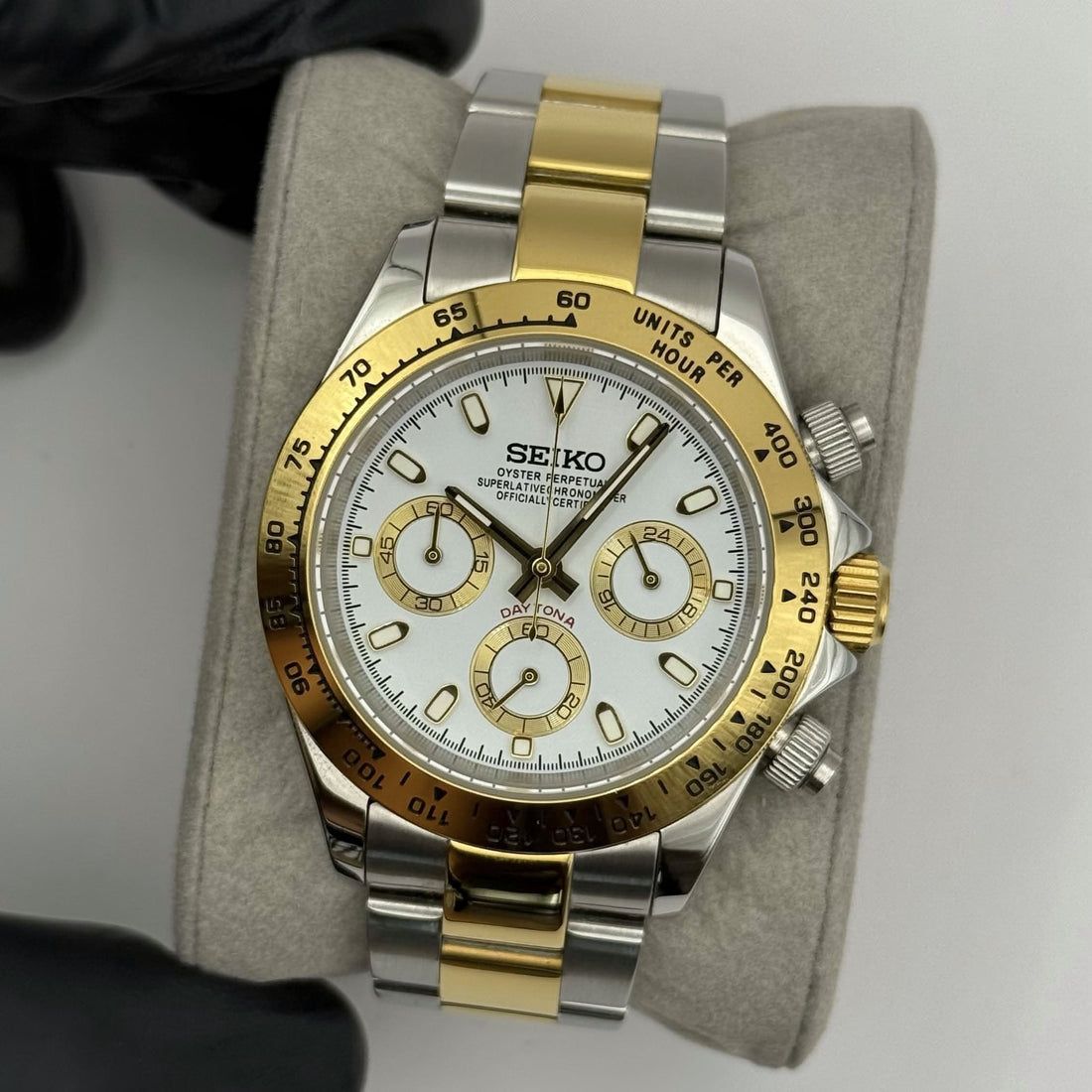 Daytona Seiko Custom Mod |  Silver  -  Gold  (White)