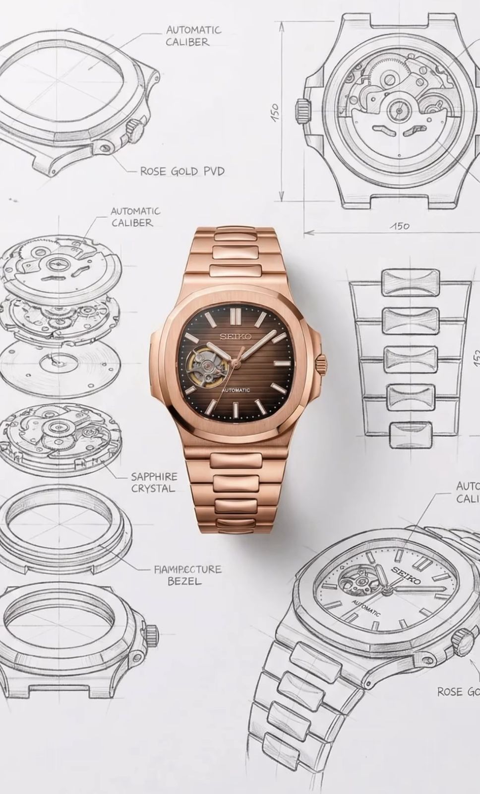 Nautilus |  Rose  Gold  Chocolate  Open  Heart