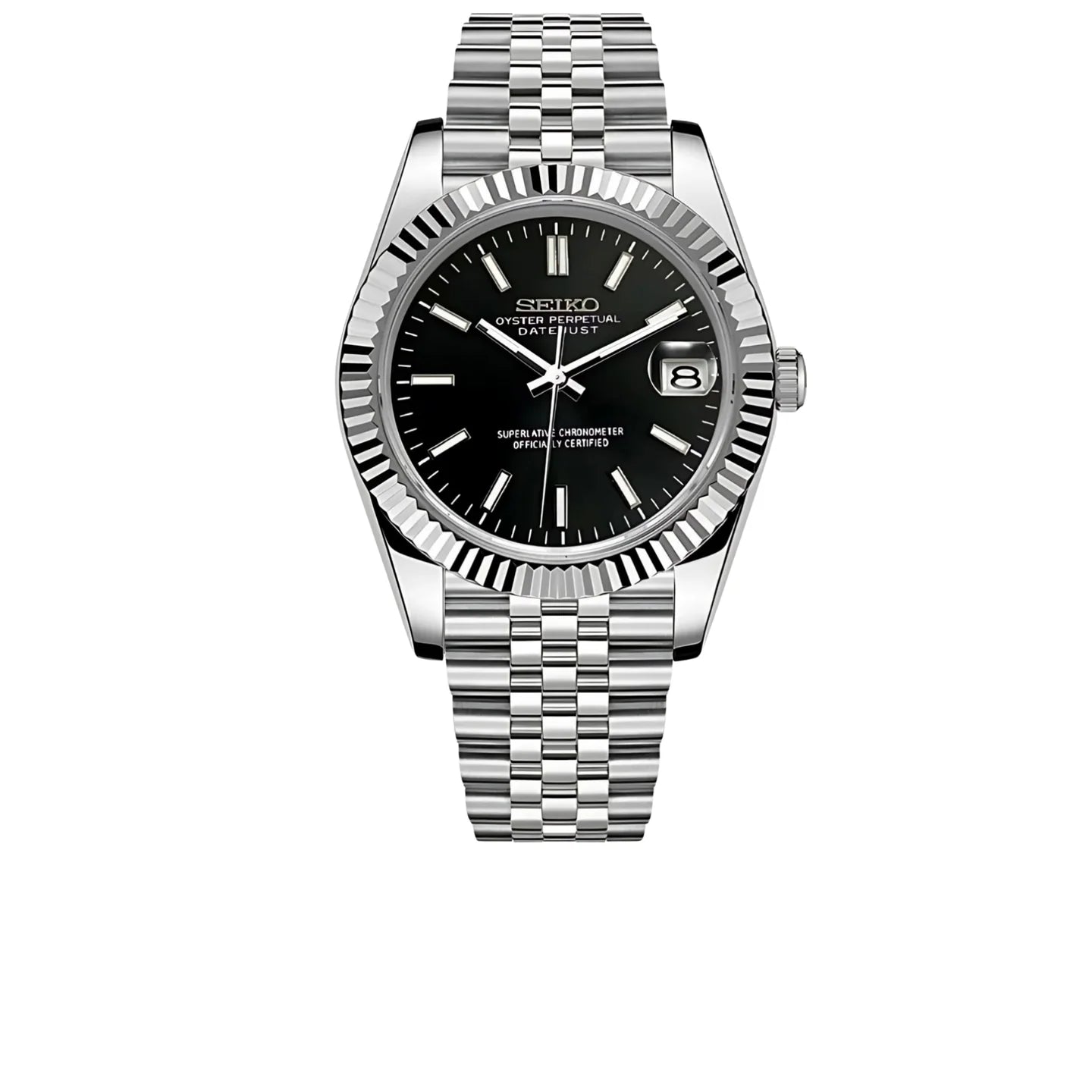 Seiko Date Just 36'mm Automatic Homage Mod Watch -Black