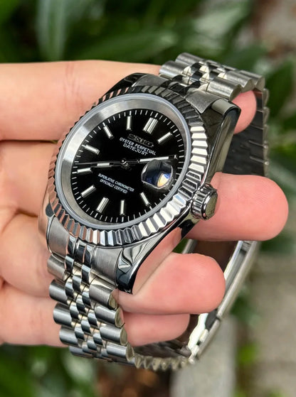 Seiko Date Just 36'mm Automatic Homage Mod Watch -Black