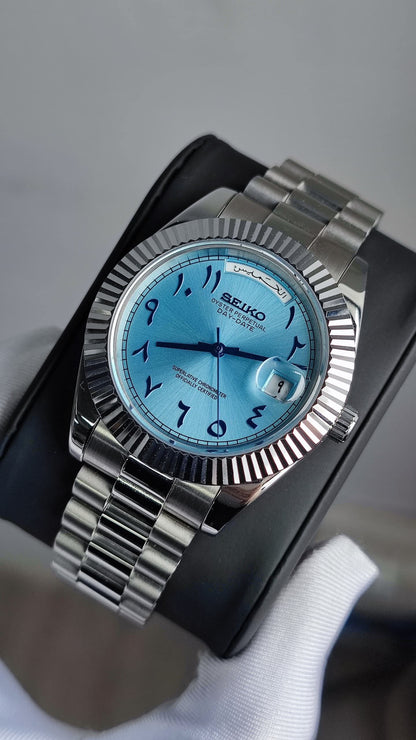 Seiko "Ice Blue" Arabic Day-Date Style Luxury