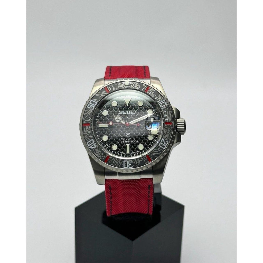 Seiko Mod  Black/Red "Carbon Titanium"