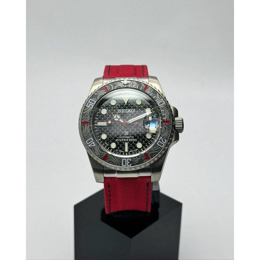 Seiko Mod  Black/Red "Carbon Titanium"