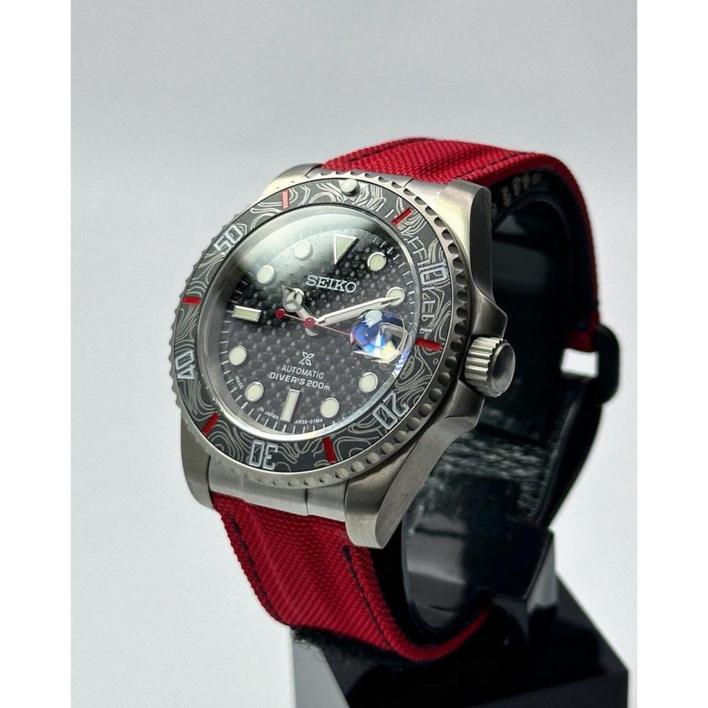 Seiko Mod  Black/Red "Carbon Titanium"