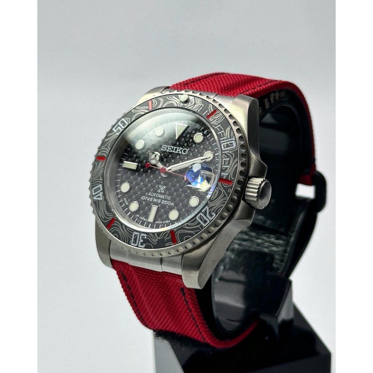 Seiko Mod  Black/Red "Carbon Titanium"