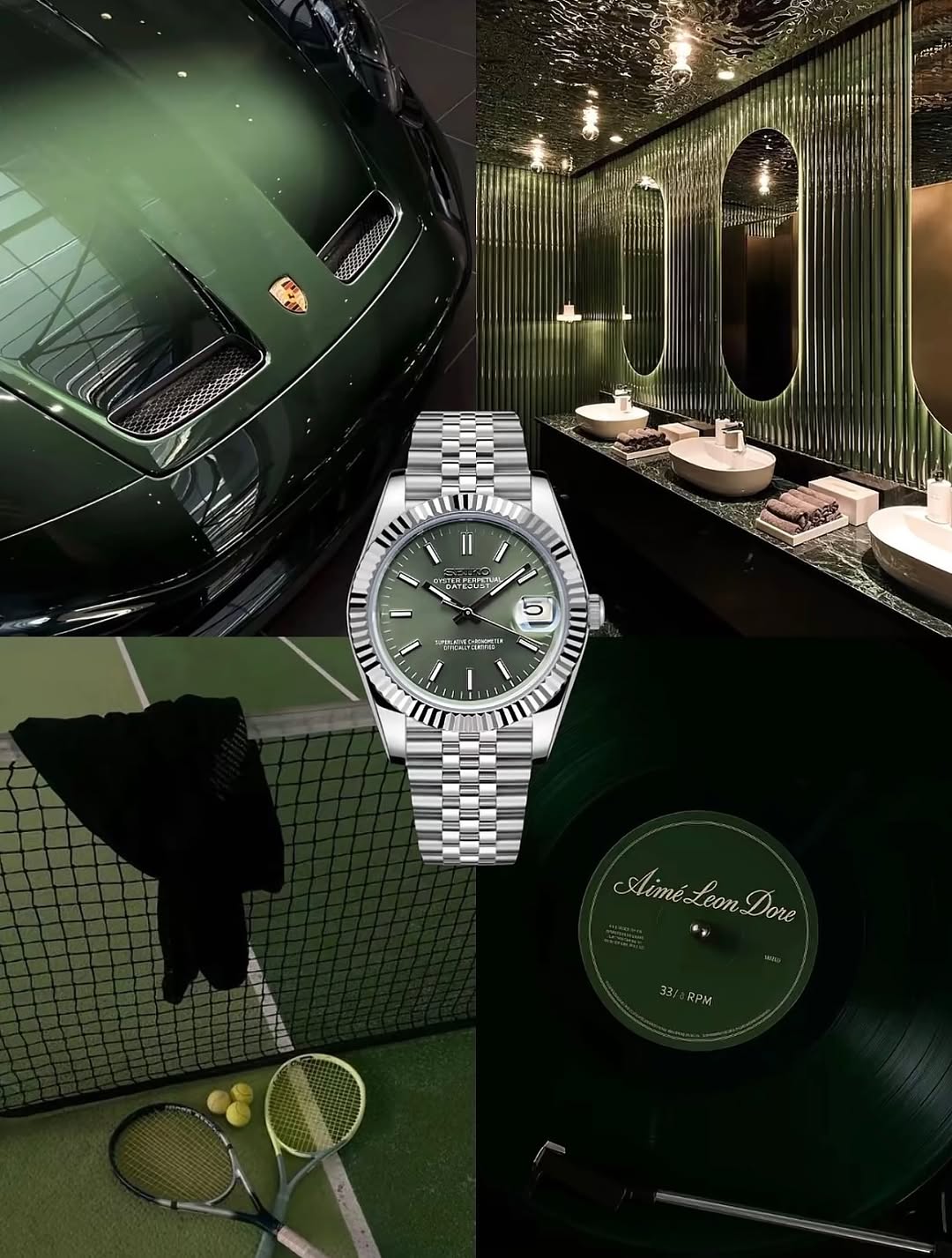 Seiko Date Just Olive Green 36'mm Automatic Homage Mod Watch