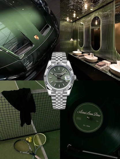 Seiko Date Just Olive Green 36'mm Automatic Homage Mod Watch