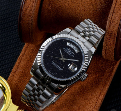 Seiko Day-Date Silver Meteor Black