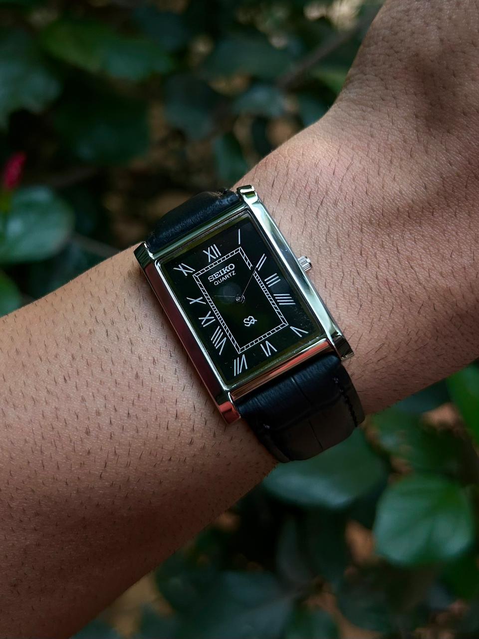 Seiko Tank Black Quartz Unisex Mod Watch