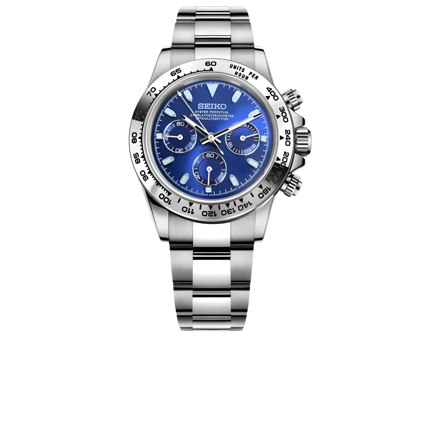Daytona Custom Seiko Mod |  Silver  -  Blue