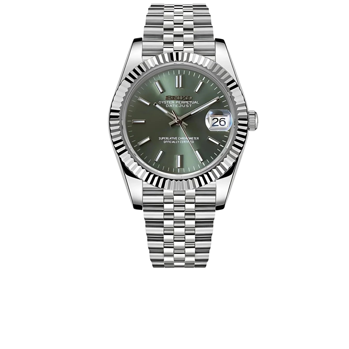 Seiko Date Just Olive Green 36'mm Automatic Homage Mod Watch