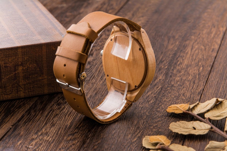 Wooden With Leather Belt Women Watch