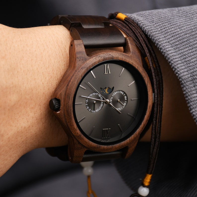 Two Tone Color Wooden Men's Watch