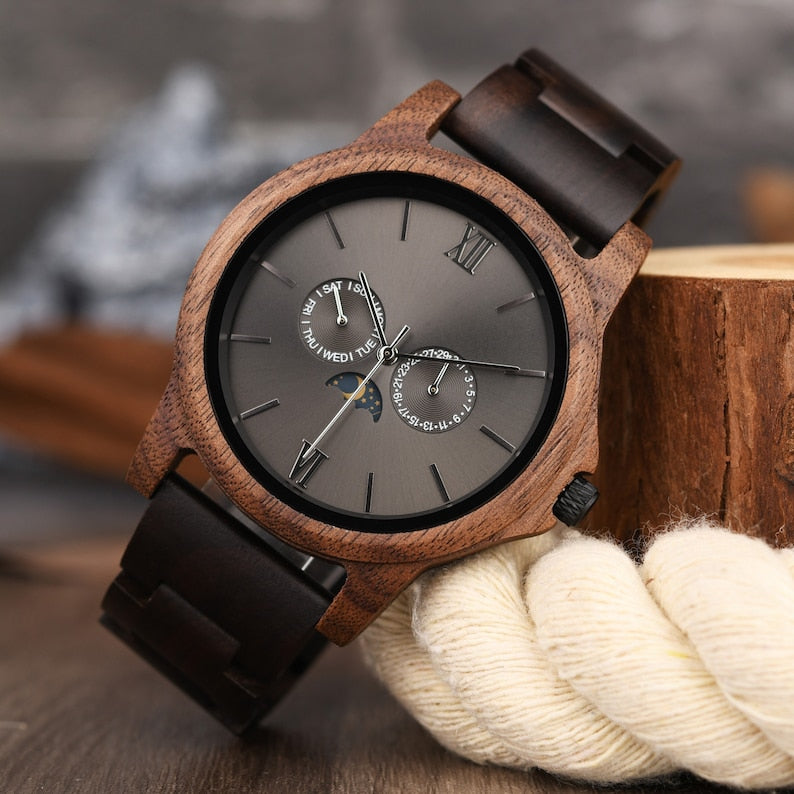 Two Tone Color Wooden Men's Watch